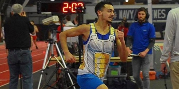 Oliass Aouani impegnato in una gara indoor sui 1000 metri, a Ithaca (Stato New York) il 28 gennaio 2020