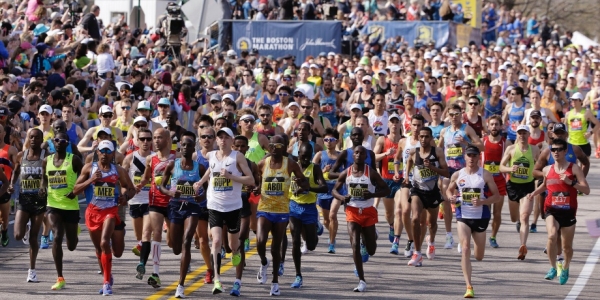 La partenza della Boston Marathon