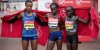 Podio femminile edizione 2019, da sinistra Dereye Roza, Brigid Kosgei, Vivian Cheruiyot