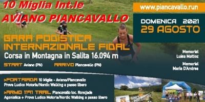 Il 29 Agosto torna la 10 Miglia &quot;Aviano Piancavallo&quot;