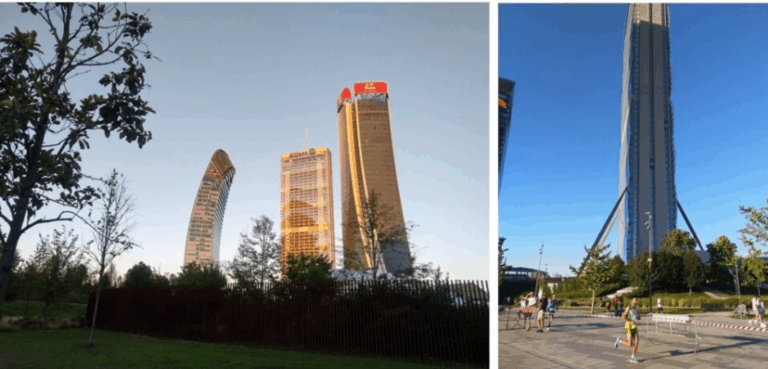 Il rinnovato skyline del Milano City Life a cornice di una gara agonistica (Foto: R. Lollini)