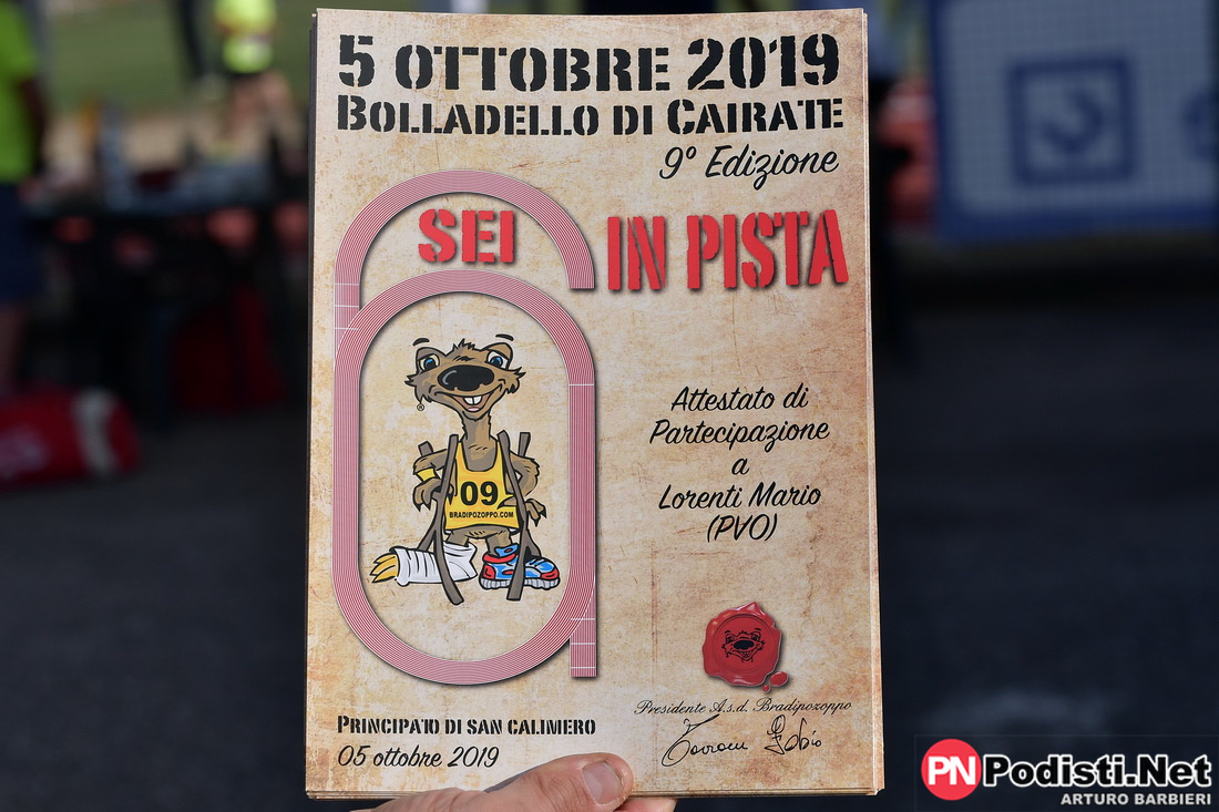 05.10.2019 Bolladello di Cairate (VA) – 9^ “Sei in Pista”
